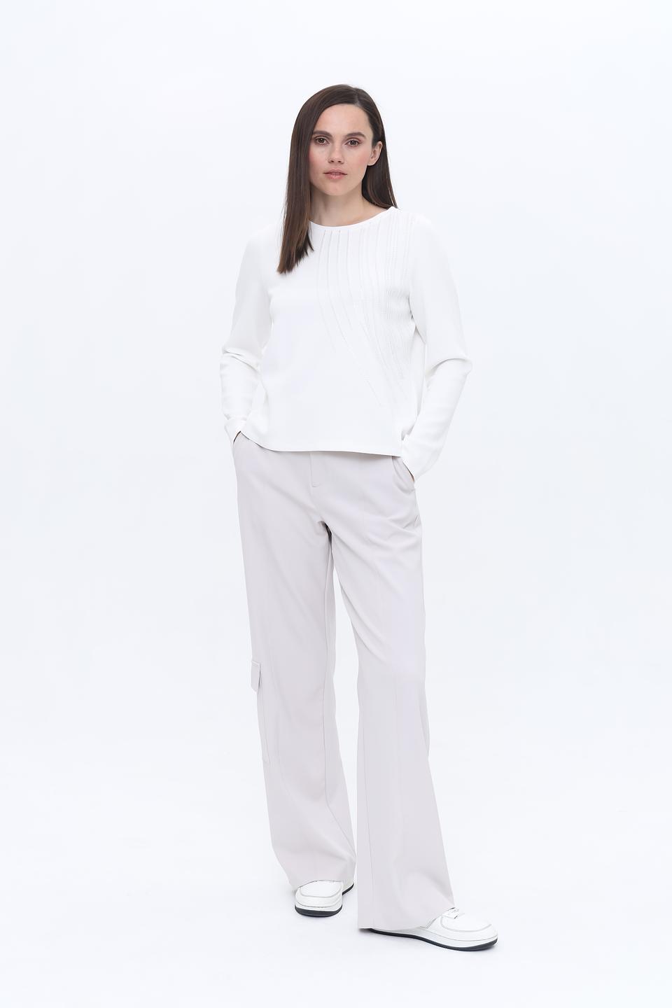 Пуловер Taifun с декоративной отделкой белый