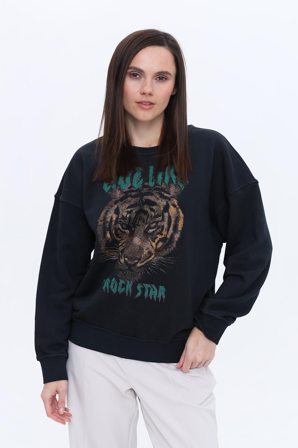 Пуловер Marc Aurel с тигром, тёмно-синий