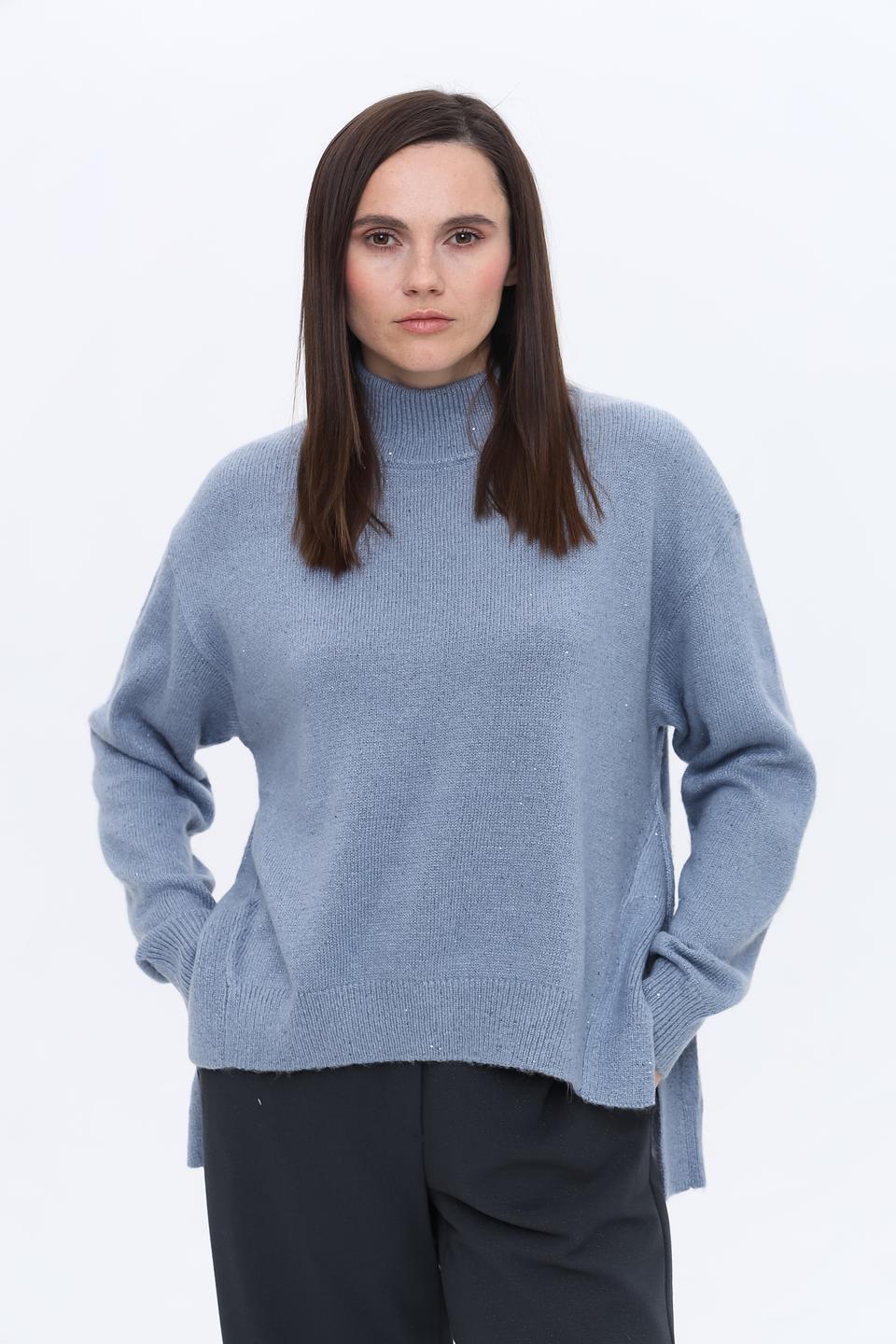 Пуловер Monari голубой с горлом