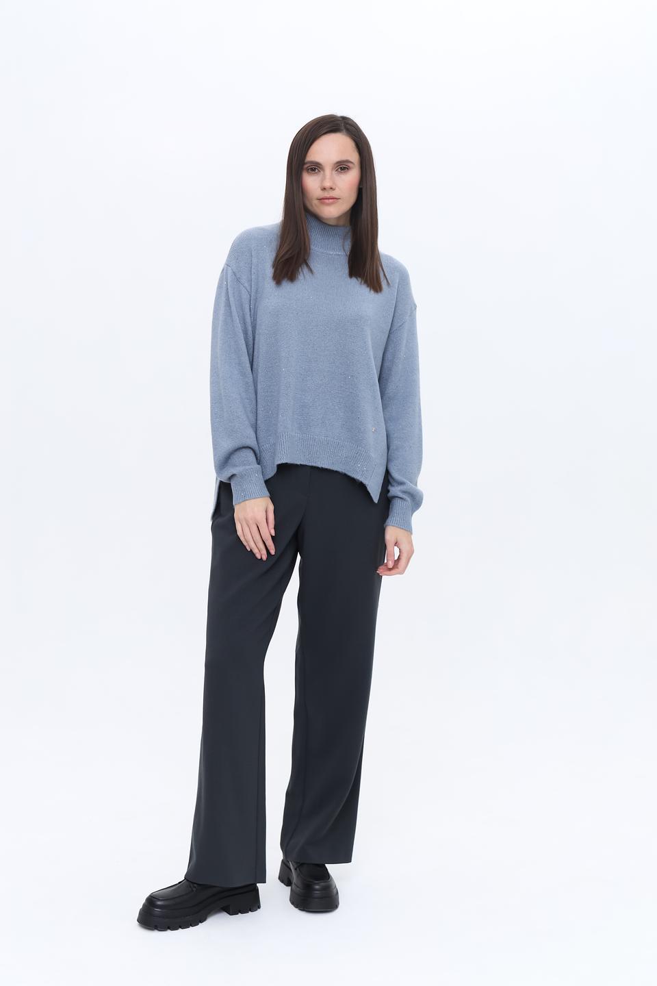 Пуловер Monari голубой с горлом