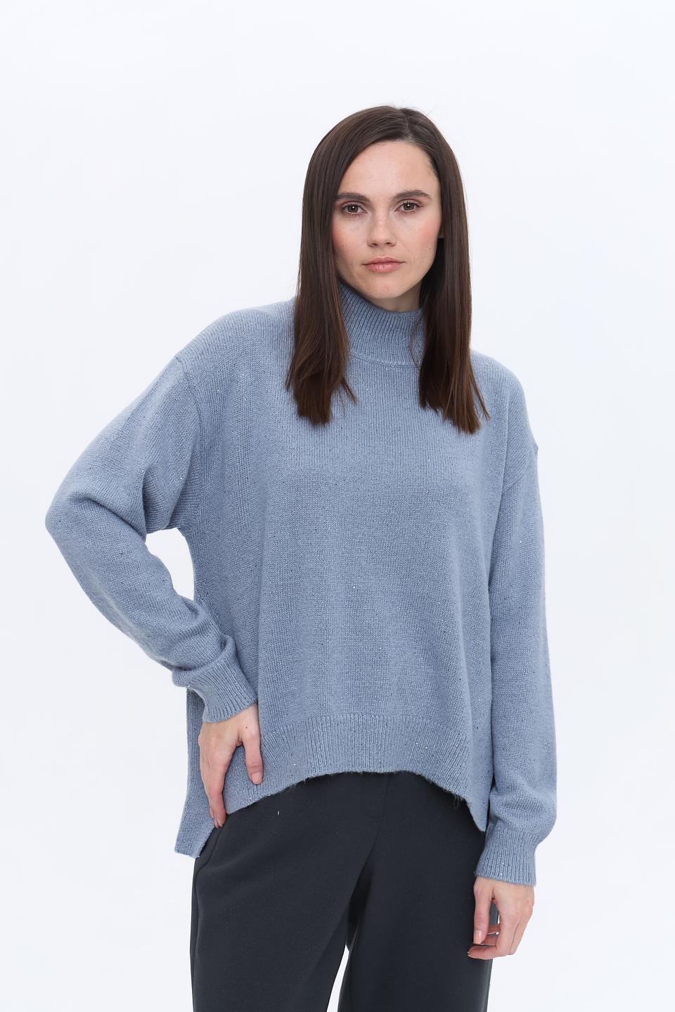 Пуловер Monari голубой с горлом