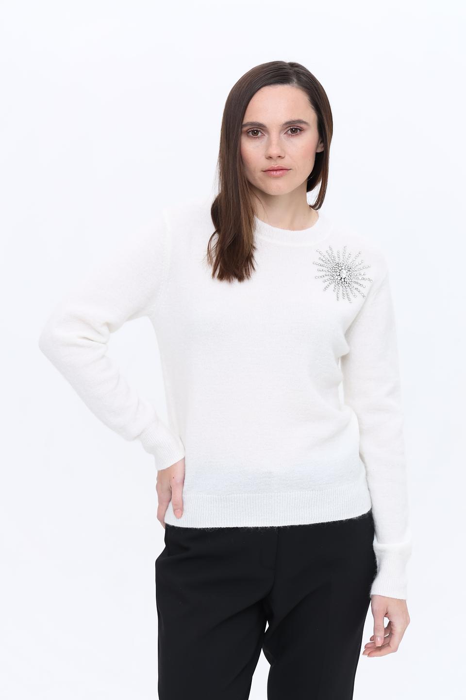 Джемпер Icona с кристаллами белый