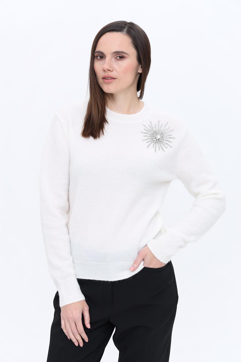 Джемпер Icona с кристаллами белый