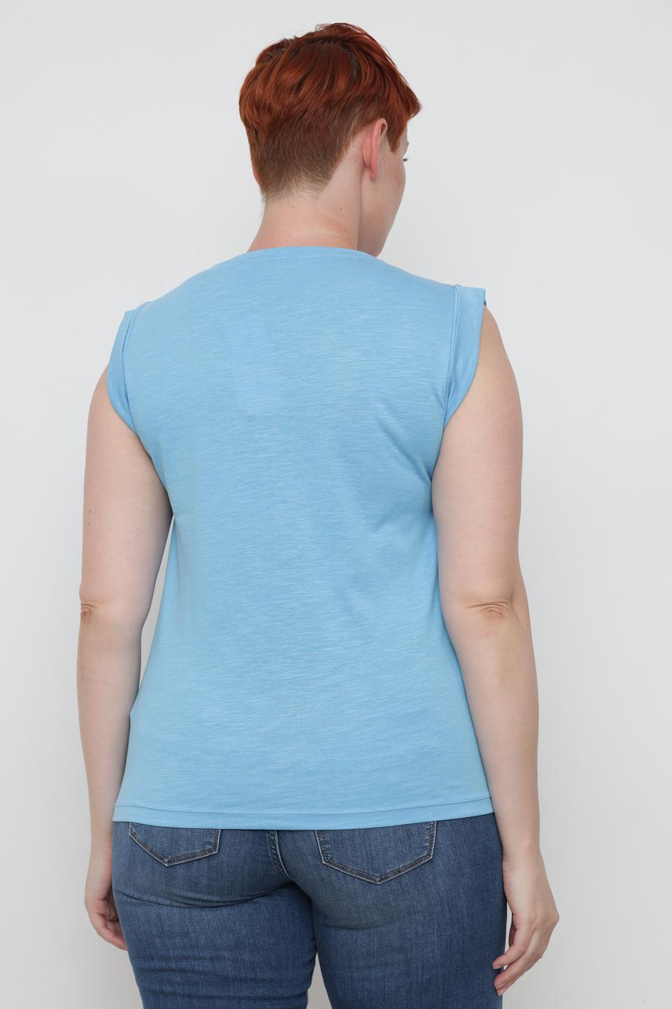 Топ Tom Tailor с рукавами-воланами голубой