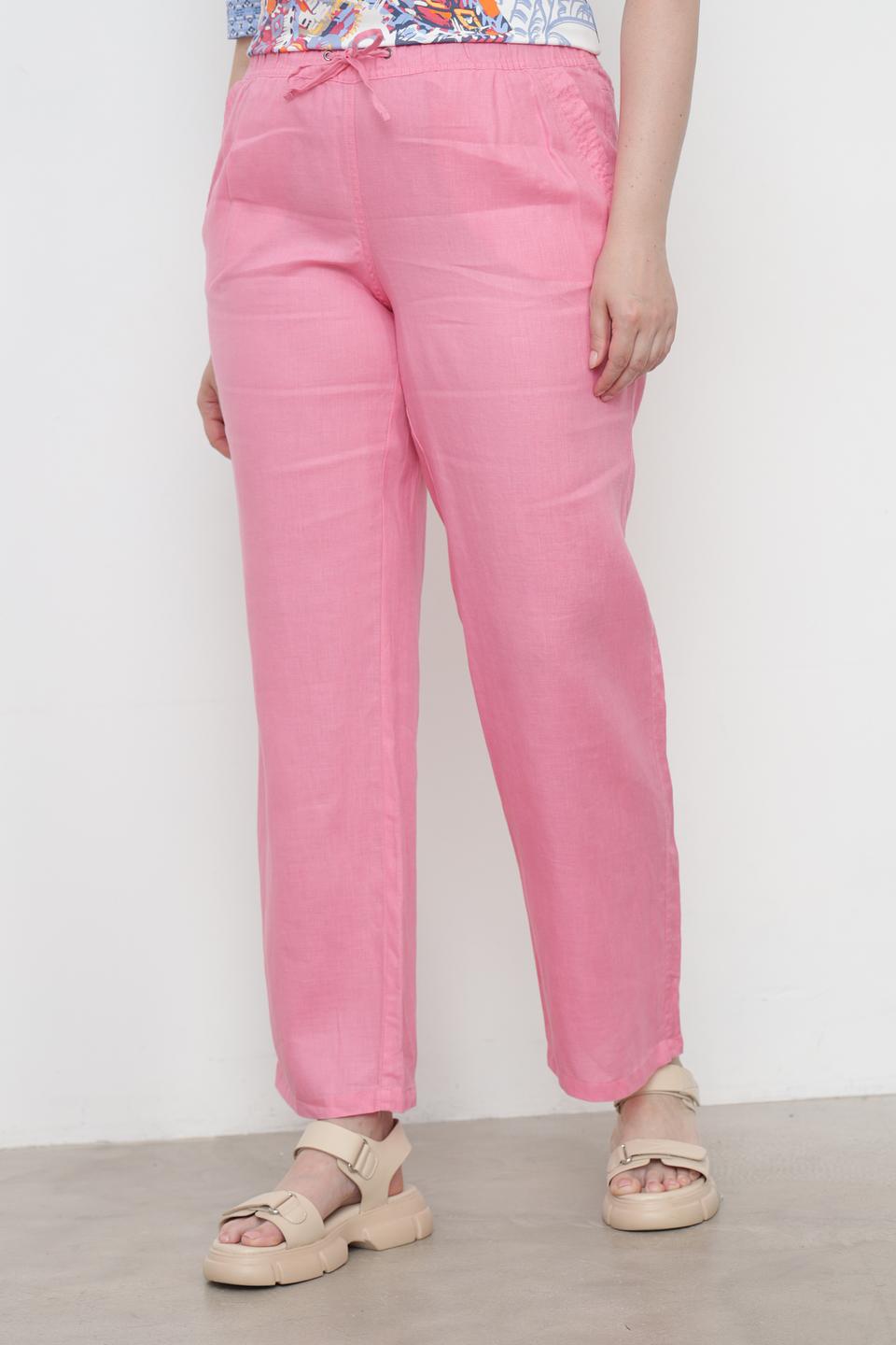 Брюки Lebek из льна розовый