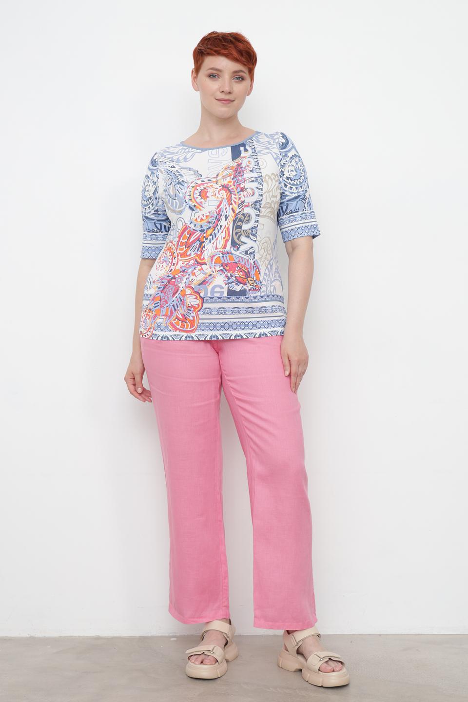 Брюки Lebek из льна розовый