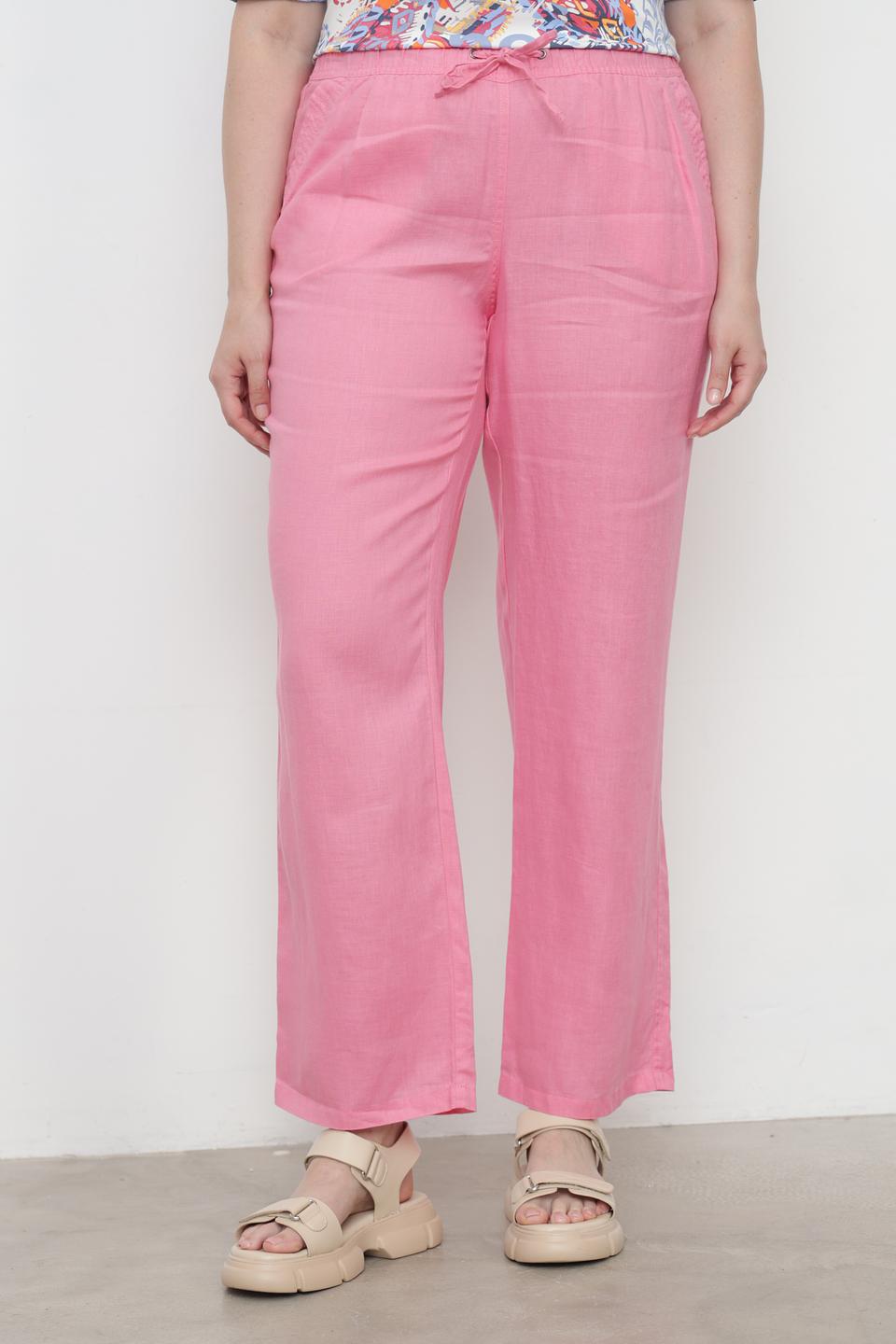 Брюки Lebek из льна розовый