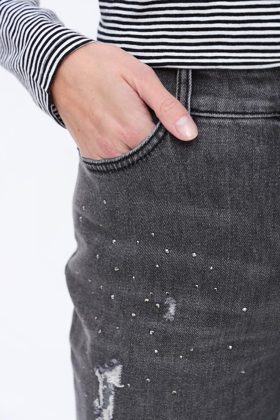 Джинсы Marc Cain серые с потертостями