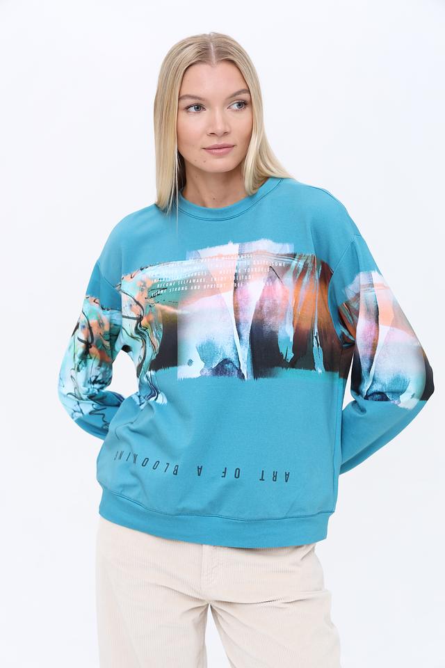 Пуловер Lecomte с принтом бирюзовый