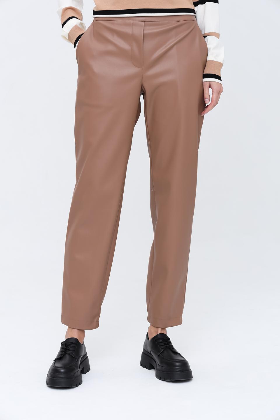 Брюки Icona из экокожи коричневые