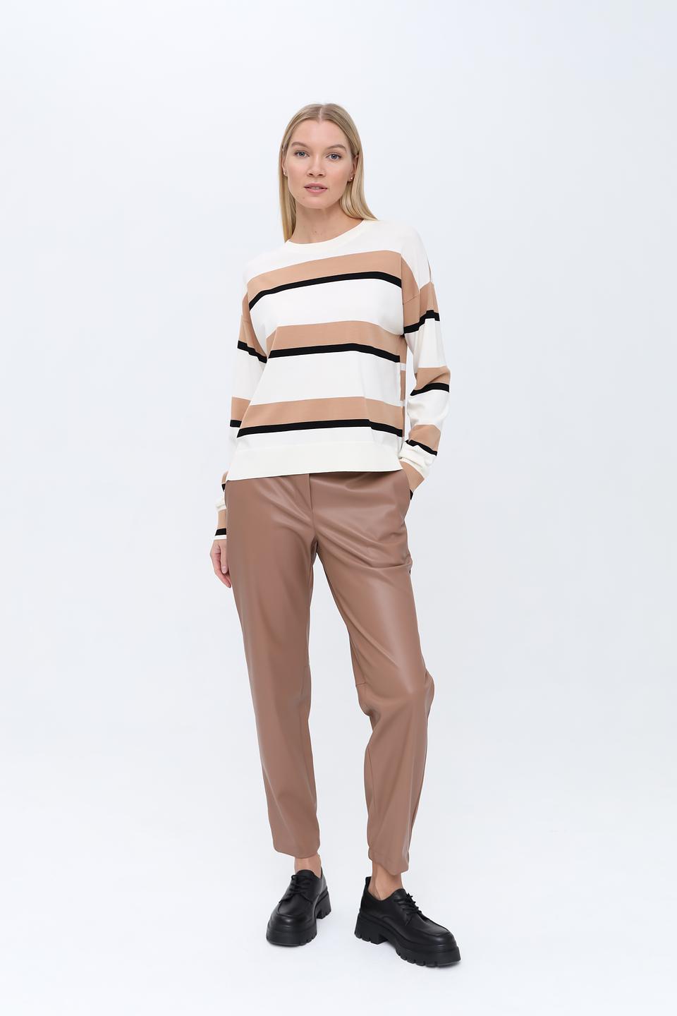 Брюки Icona из экокожи коричневые