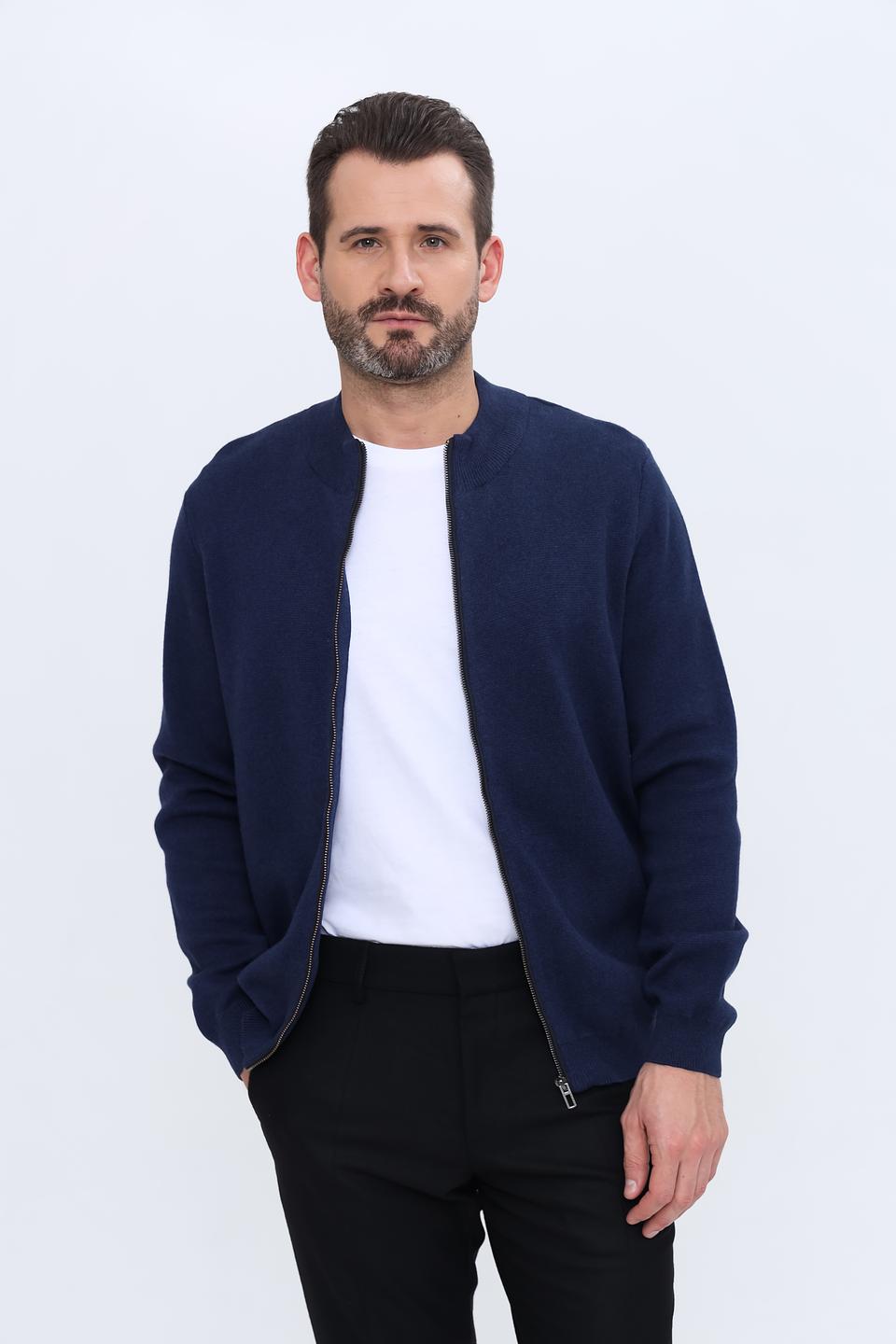 Кардиган Ragman на молнии синий