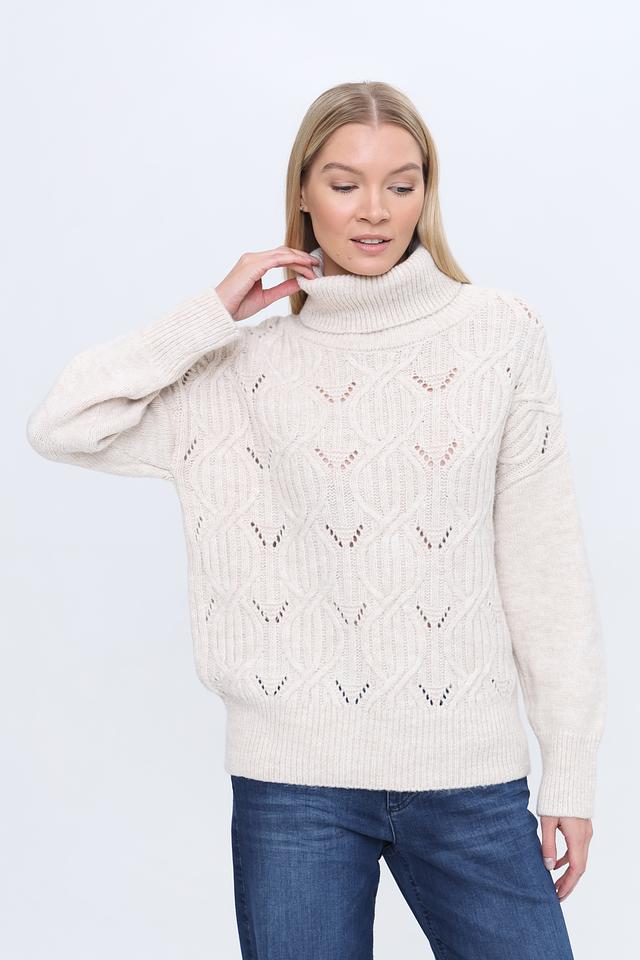 Пуловер More and More с косами бежевый