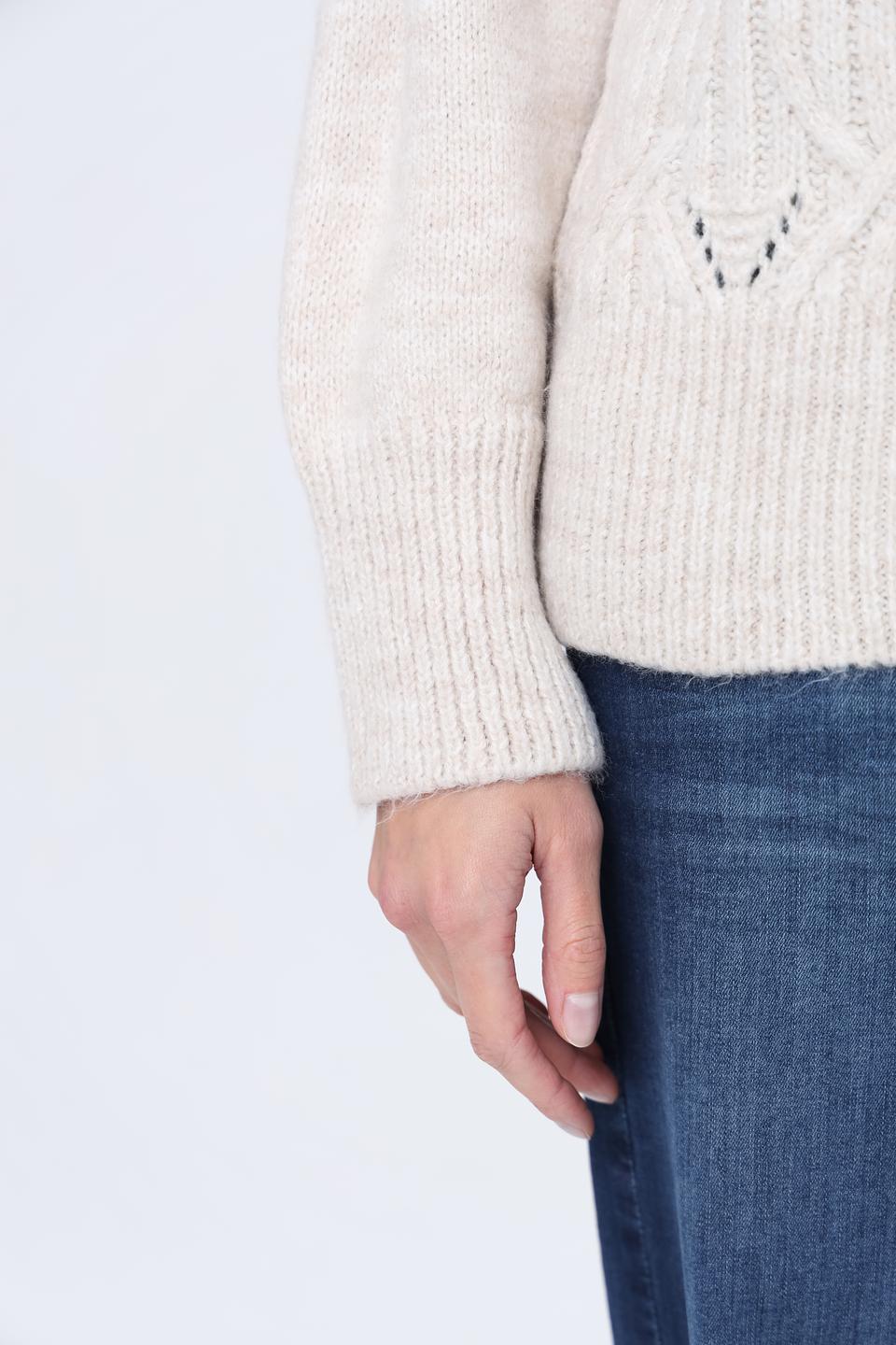 Пуловер More and More с косами бежевый