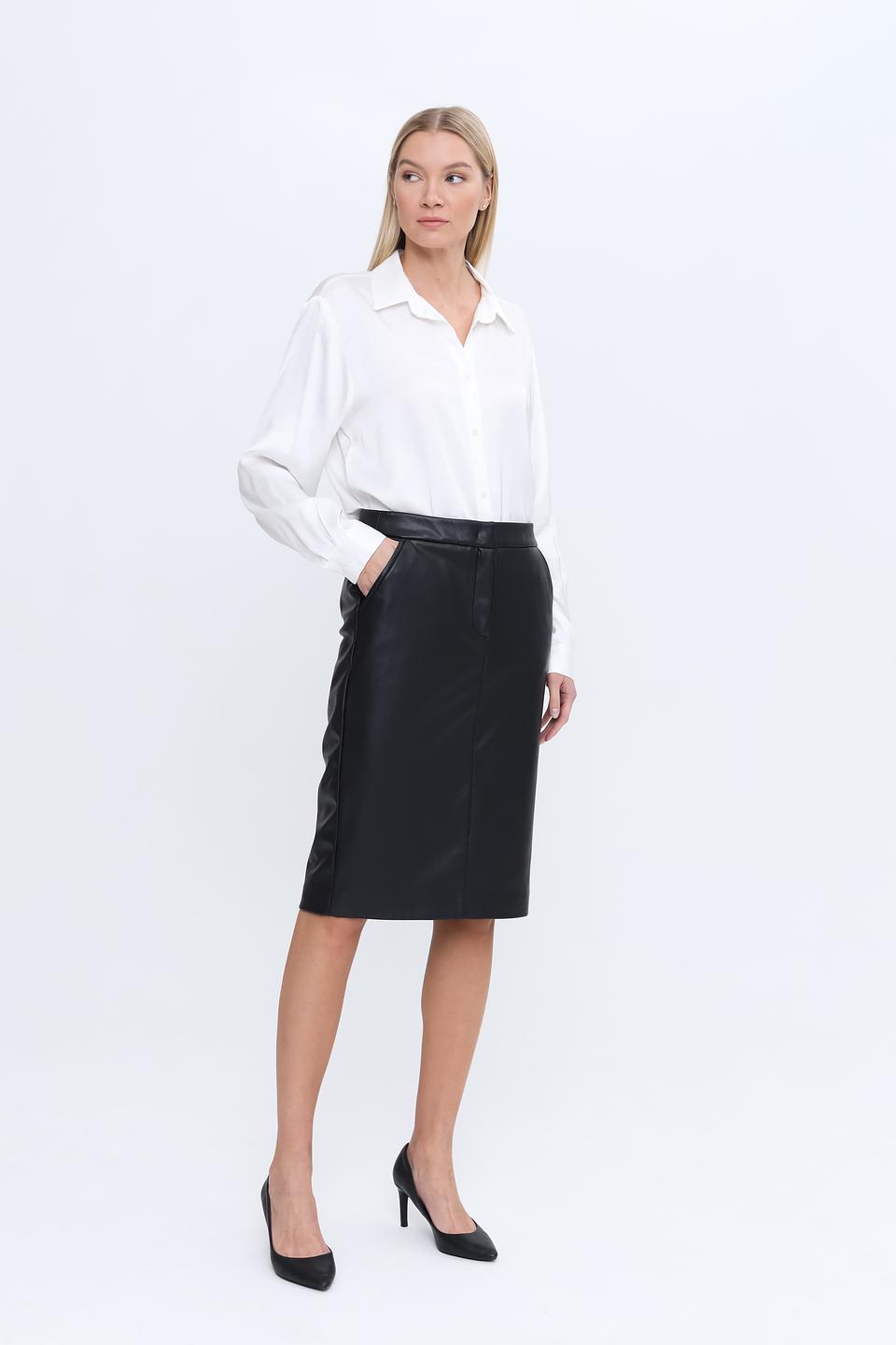 Юбка More and More кожаная чёрная