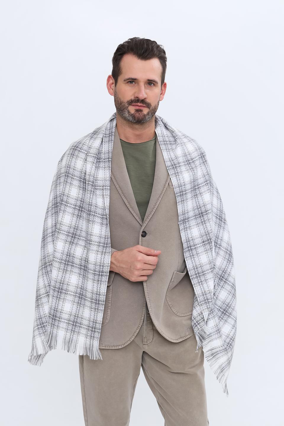 Шарф Pezzo в клетку серый