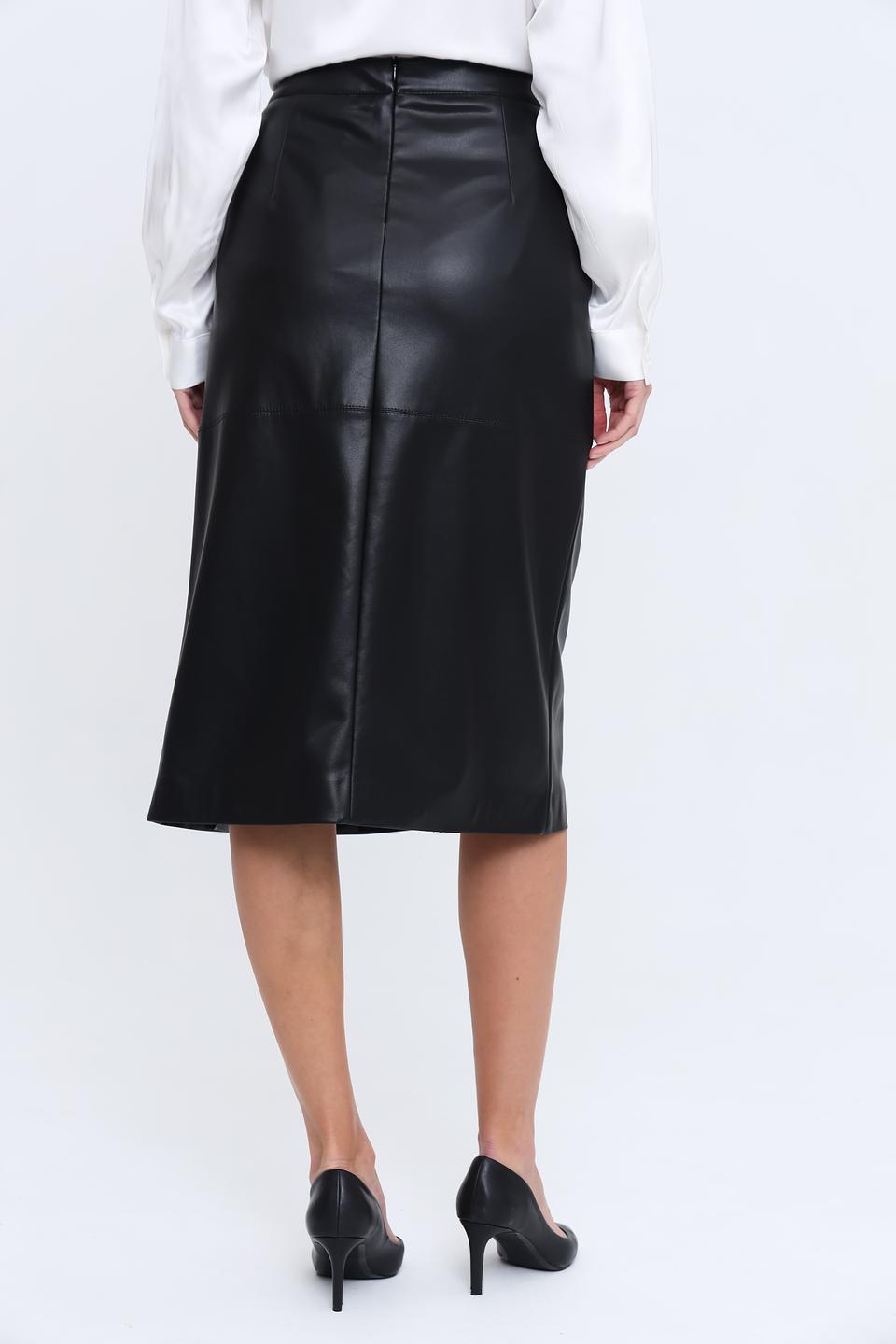 Юбка Gardeur кожаная чёрная с разрезом