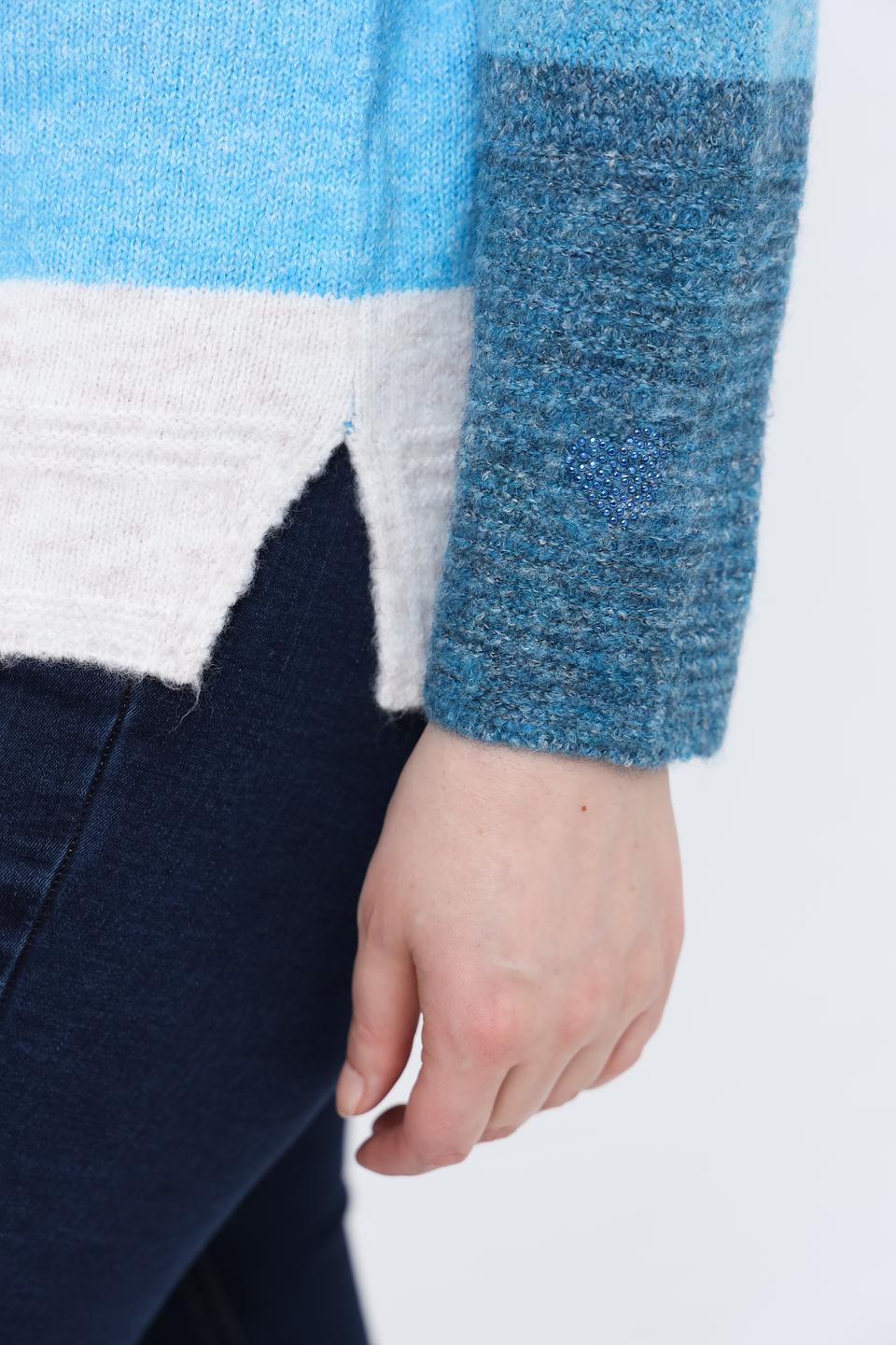 Пуловер Rabe collection в полоску голубой