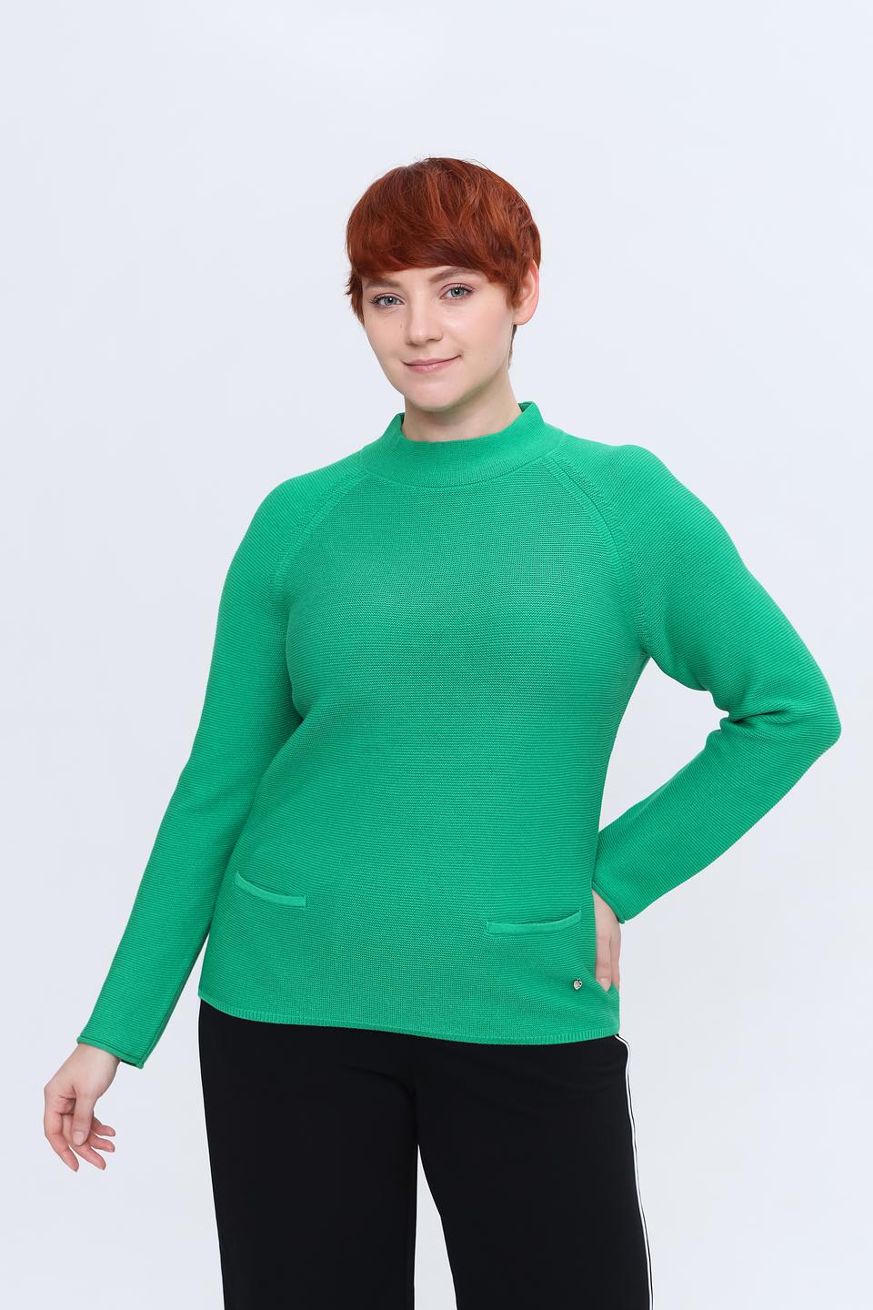Пуловер Rabe collection зелёный с карманами