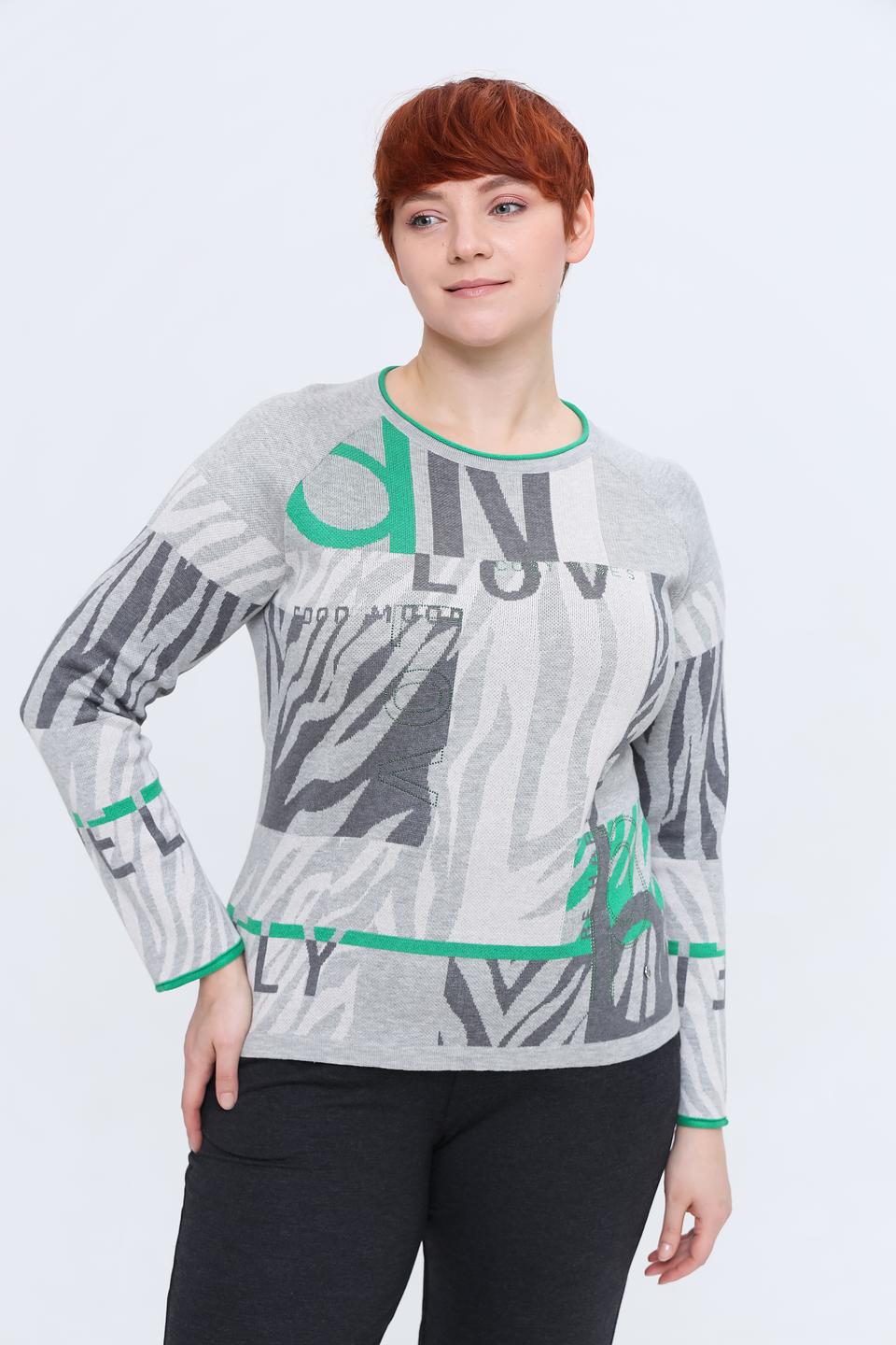 Пуловер Rabe collection с зелёной отделкой