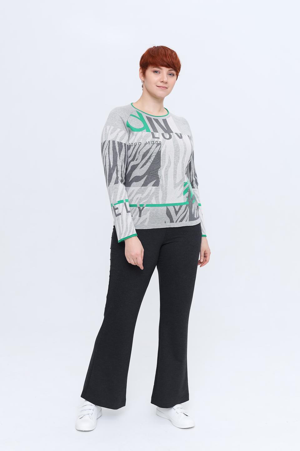 Пуловер Rabe collection с зелёной отделкой