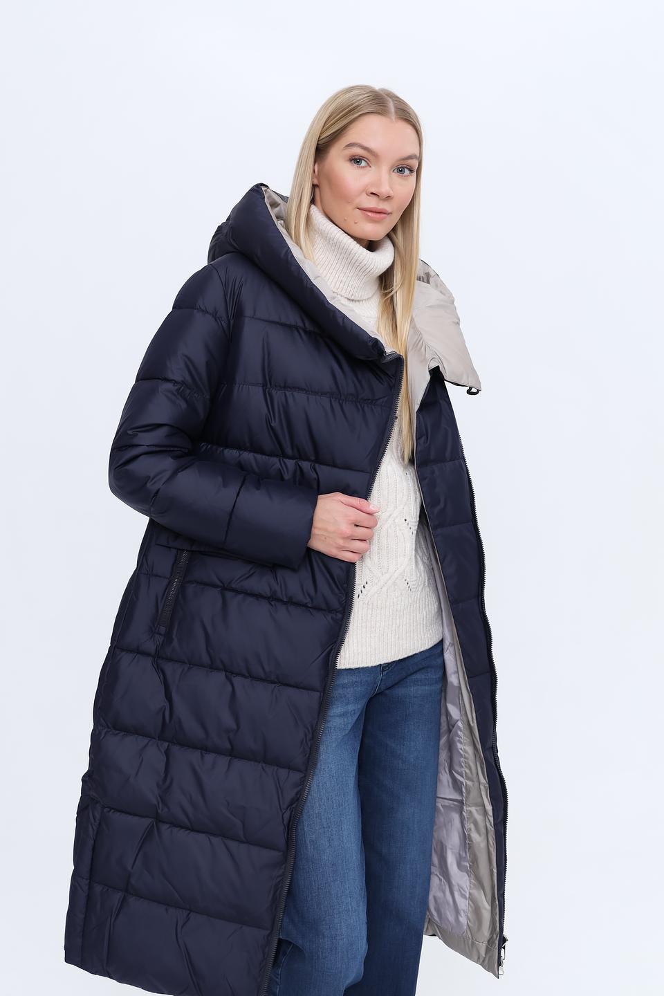 Пальто Pezzo стеганое тёмно-синее