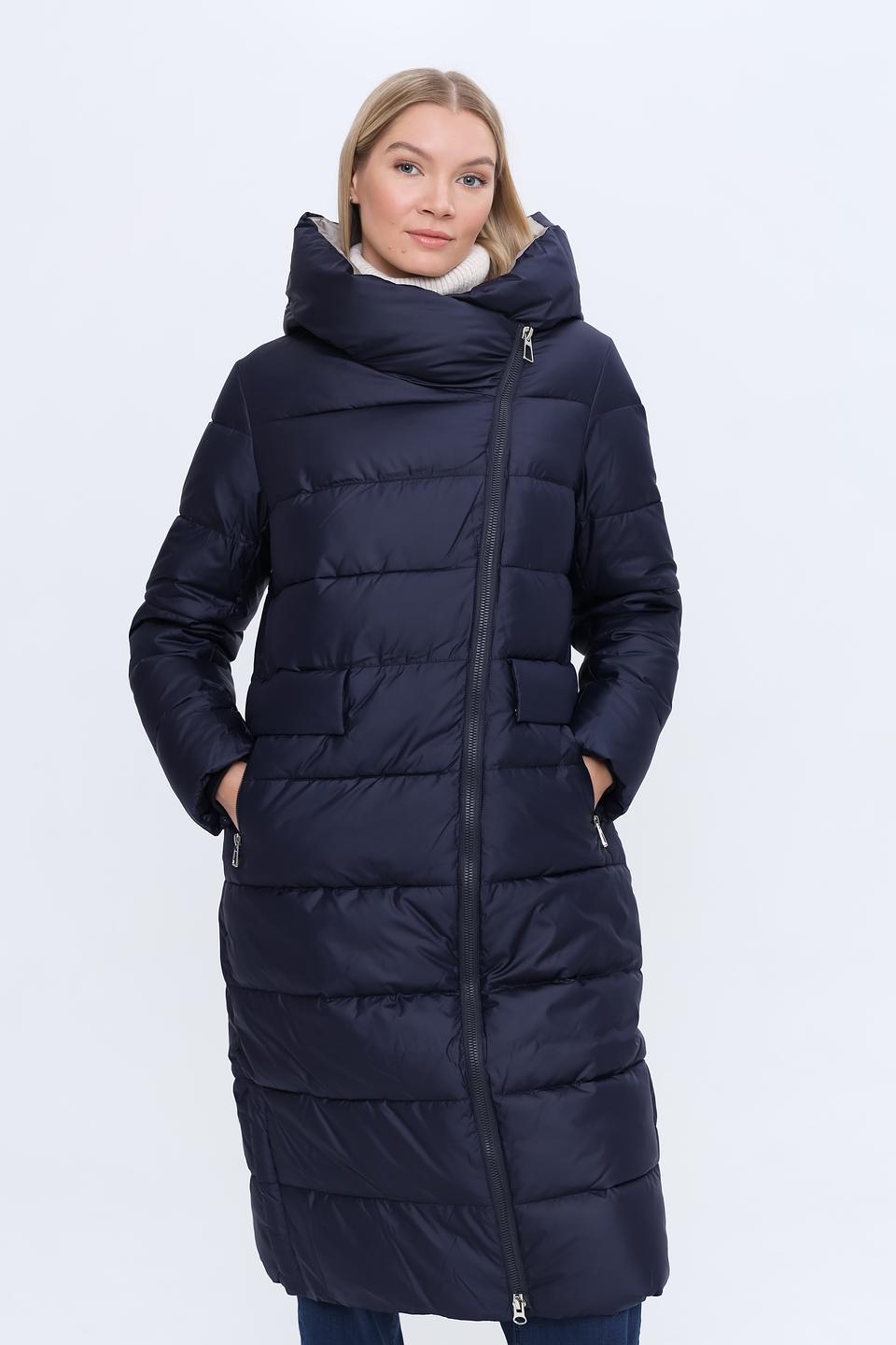 Пальто Pezzo стеганое тёмно-синее