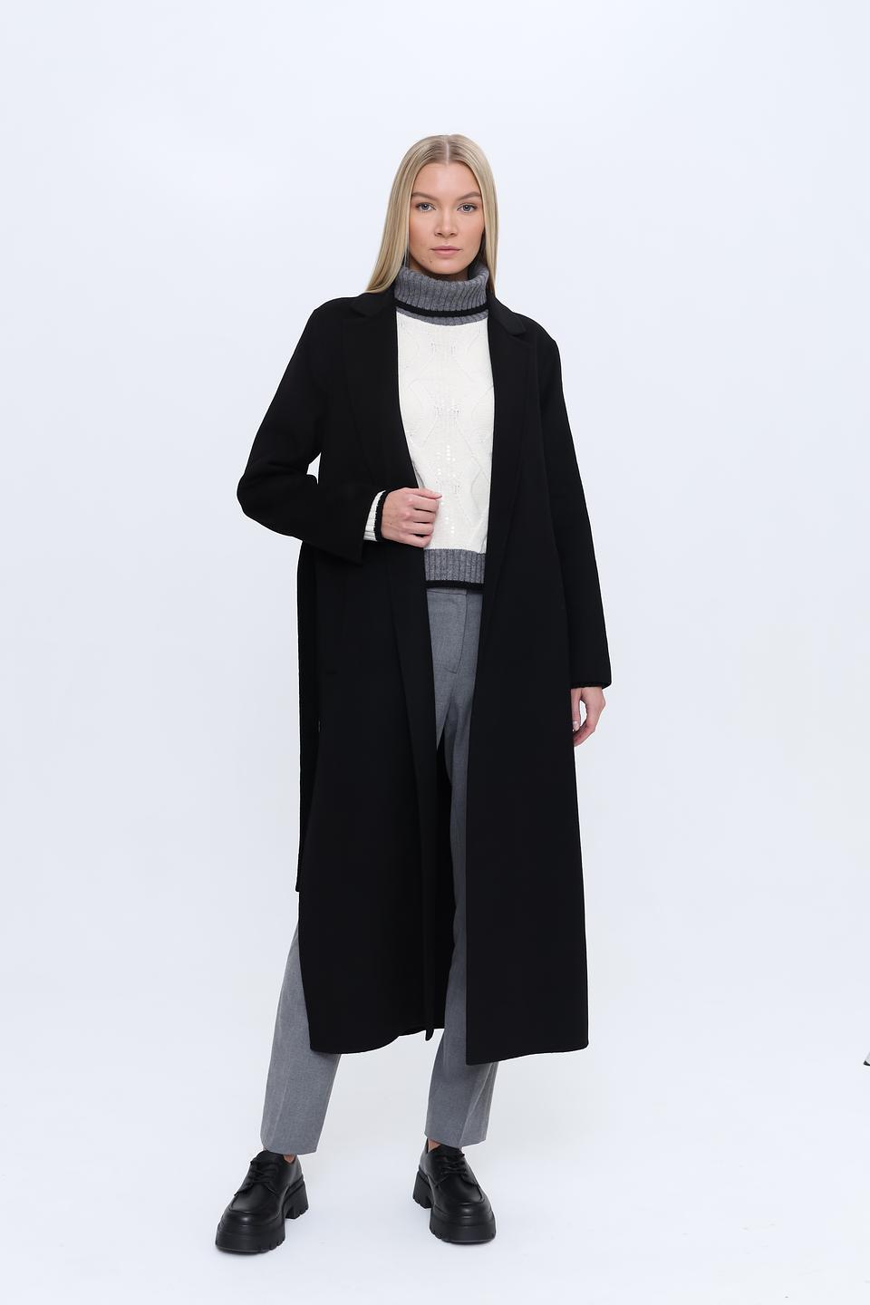 Пальто Kaos чёрное с поясом