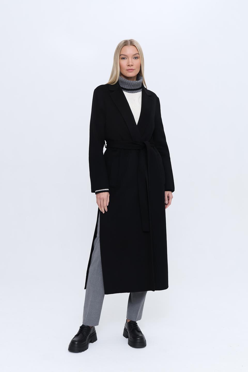 Пальто Kaos чёрное с поясом