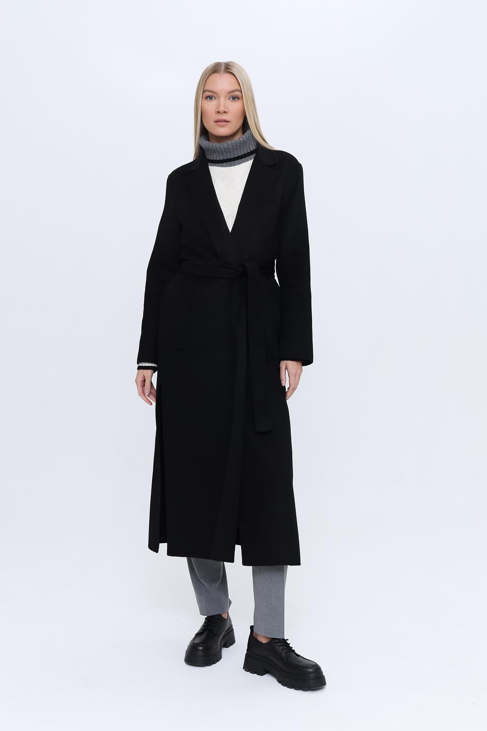 Пальто Kaos чёрное с поясом