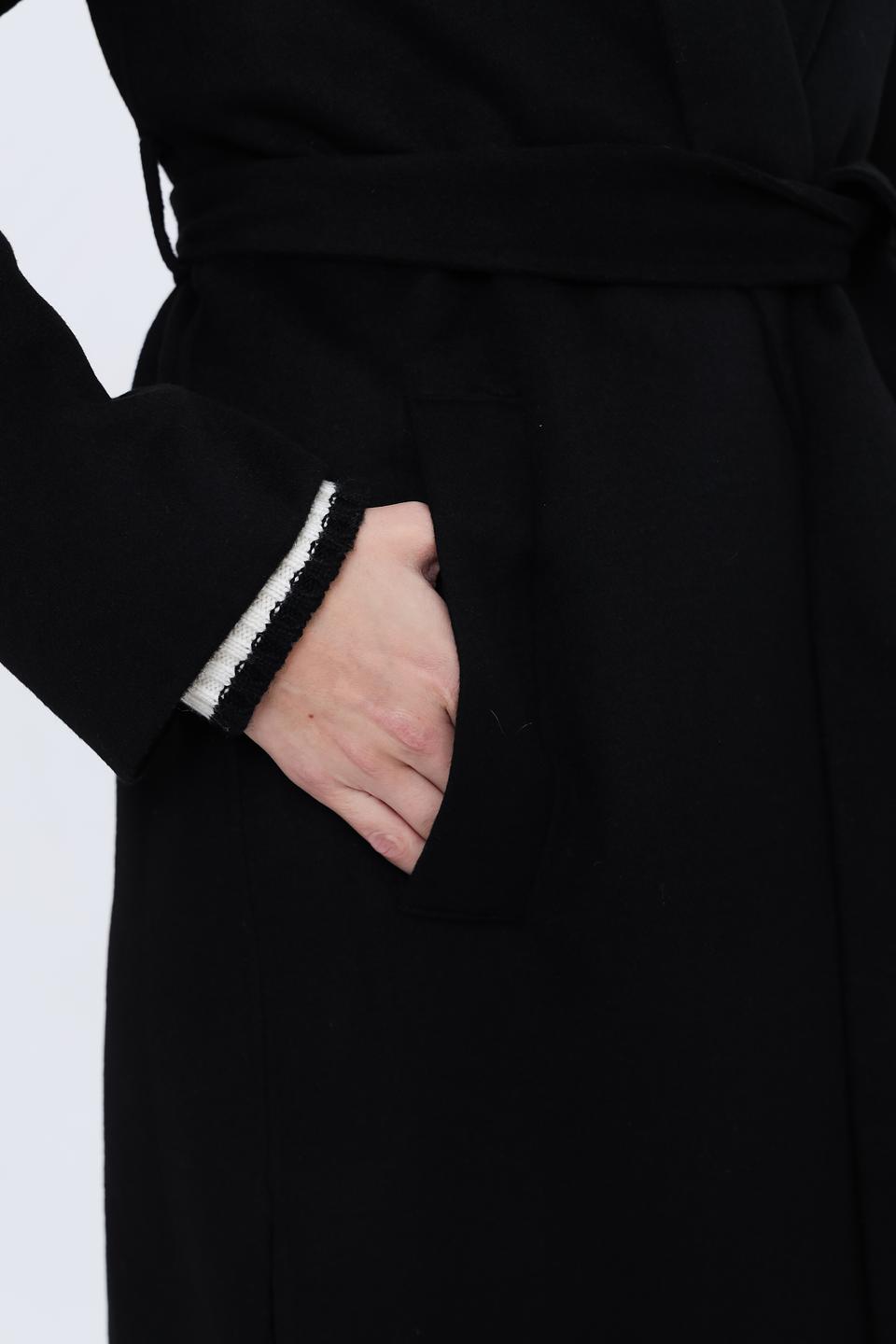 Пальто Kaos чёрное с поясом