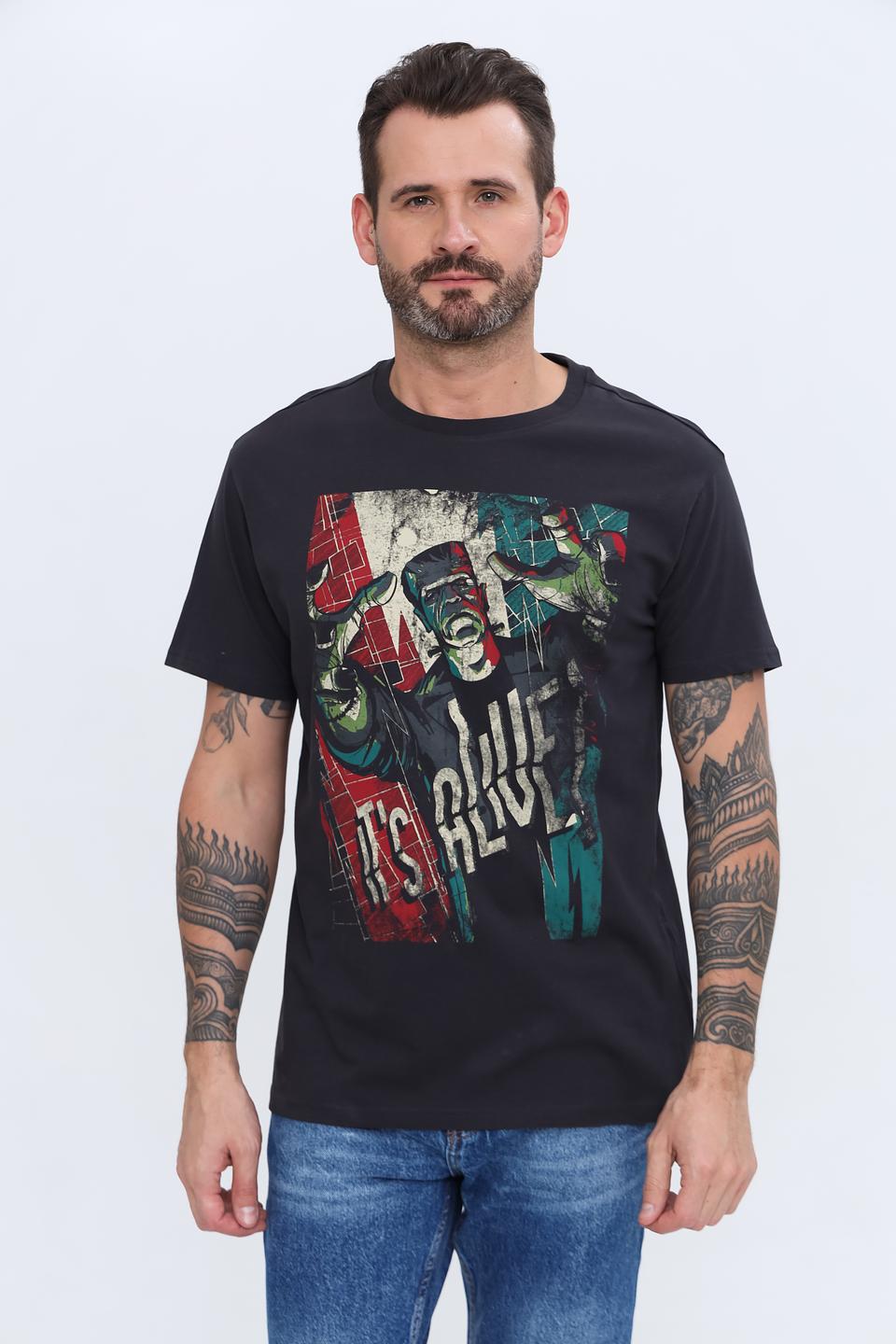 Футболка Alcott с принтом чёрная