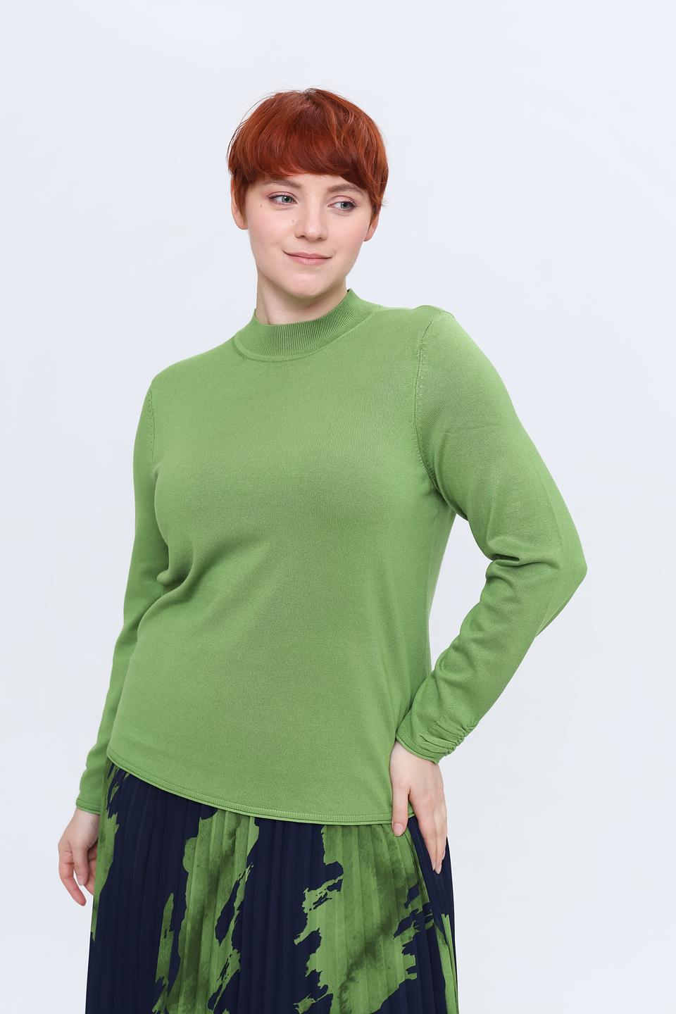 Пуловер Samoon зелёный с горлом