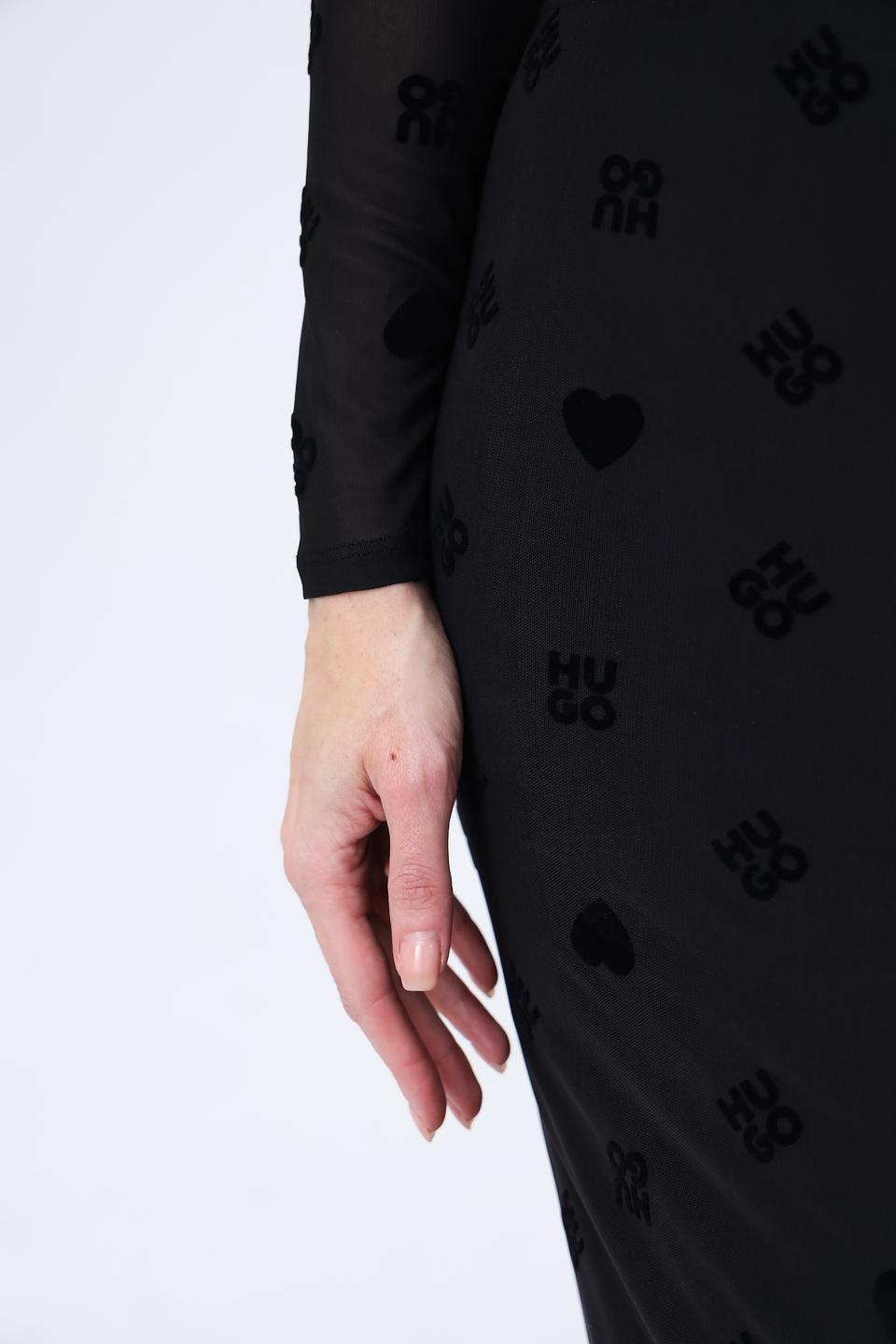 Платье Hugo с узором чёрное