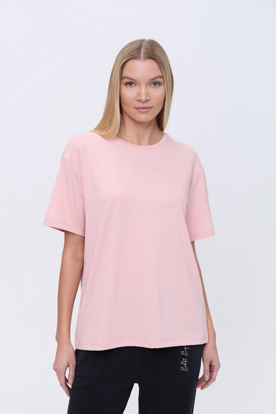Футболка EA7 женская розовая оверсайз
