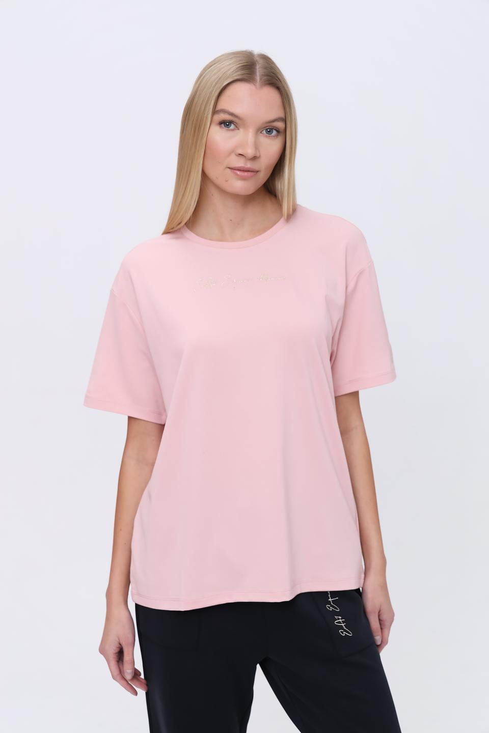 Футболка EA7 женская розовая оверсайз