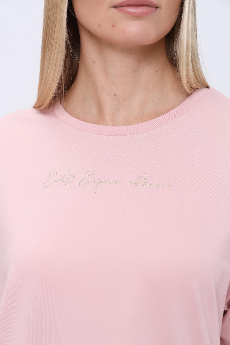 Футболка EA7 женская розовая оверсайз