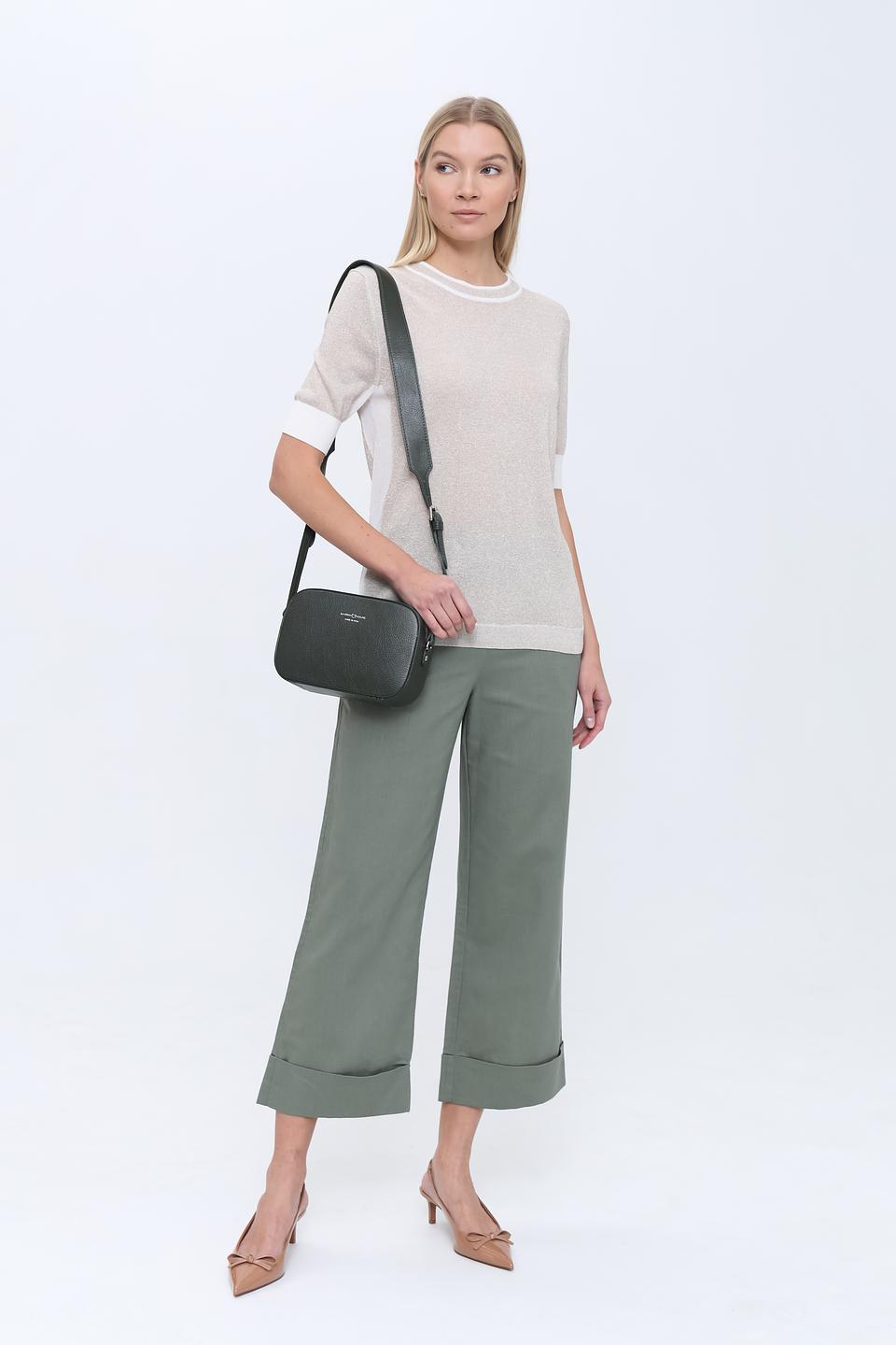 Сумка Marina Volpe кожаная тёмно-зелёная