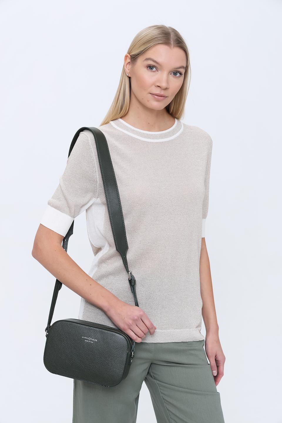 Сумка Marina Volpe кожаная тёмно-зелёная