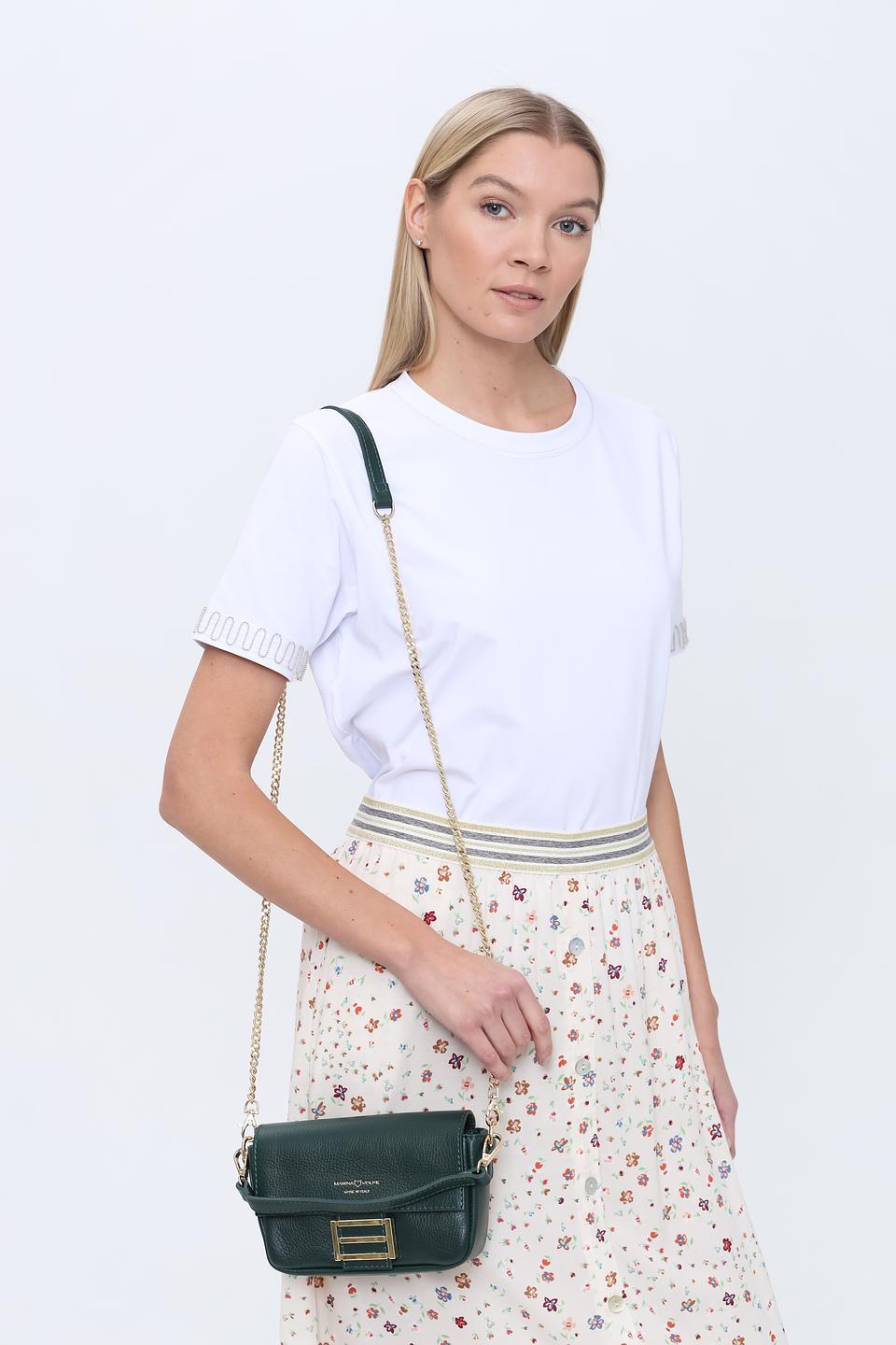 Сумка Marina Volpe кожаная зелёная