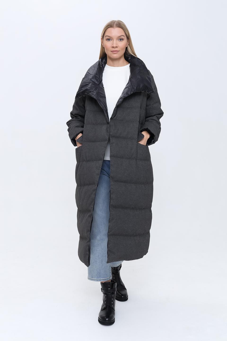 Пальто Emporio Armani стеганое серое