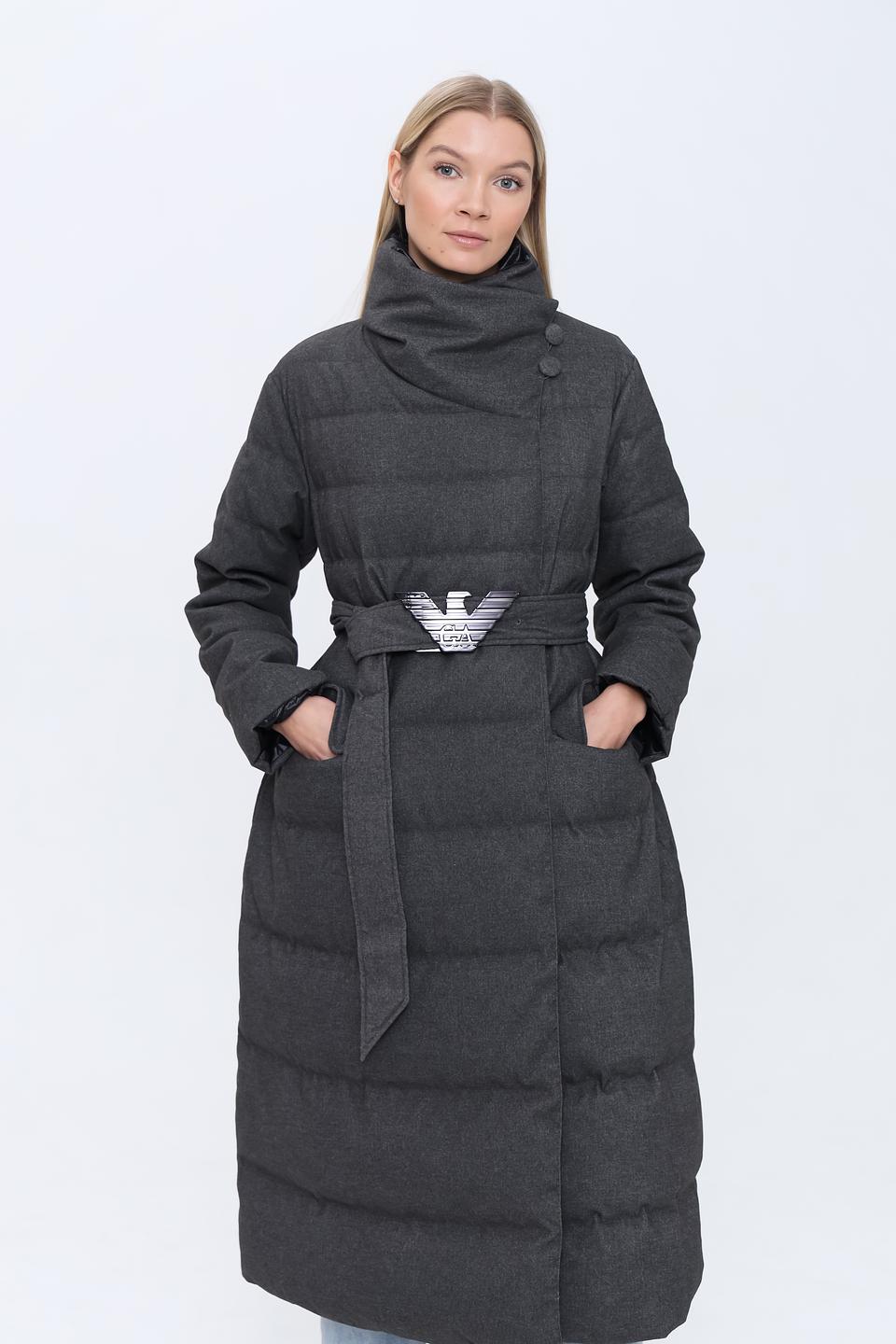 Пальто Emporio Armani стеганое серое