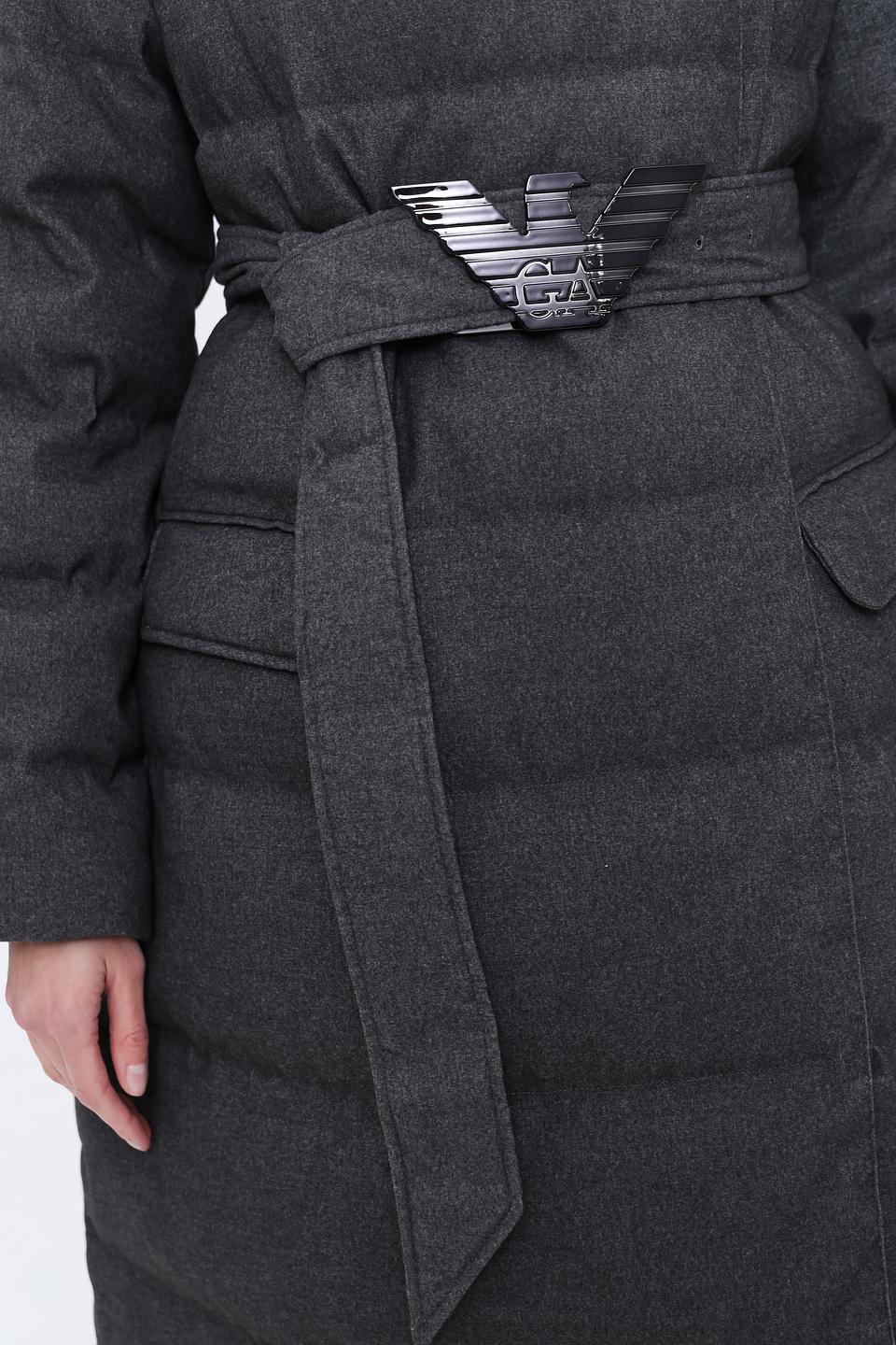 Пальто Emporio Armani стеганое серое