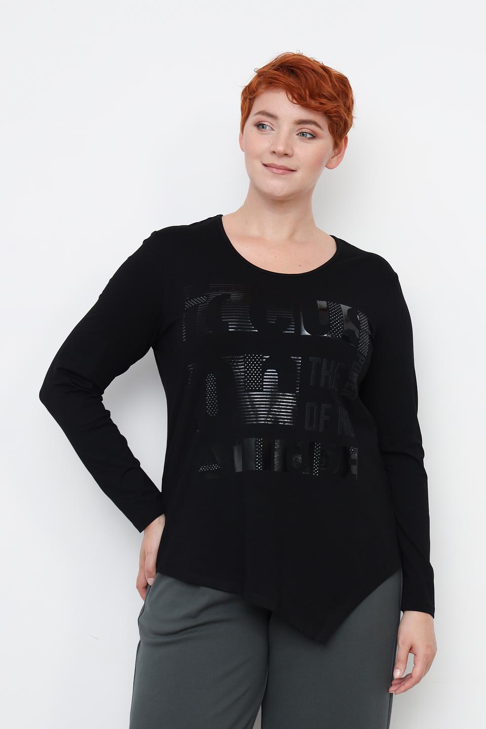 Лонгслив Doris Streich с принтом чёрный