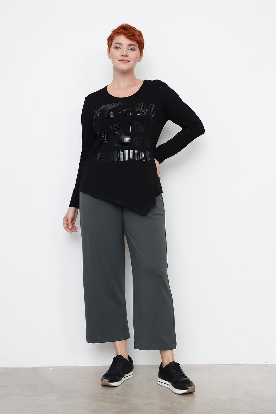 Лонгслив Doris Streich с принтом чёрный