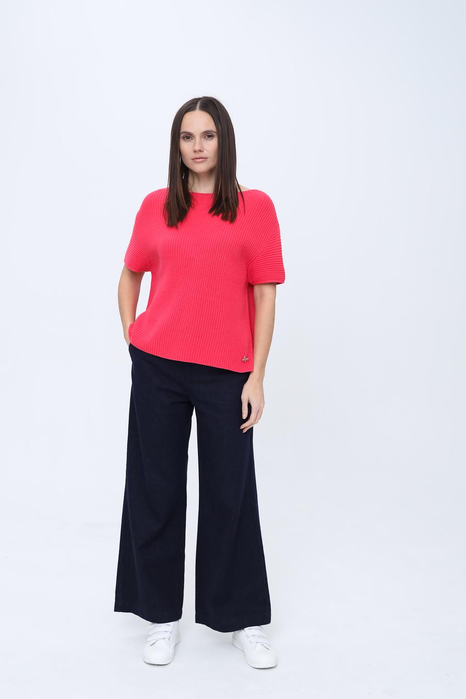 Джемпер Pezzo, розовый, с коротким рукавом, вязка