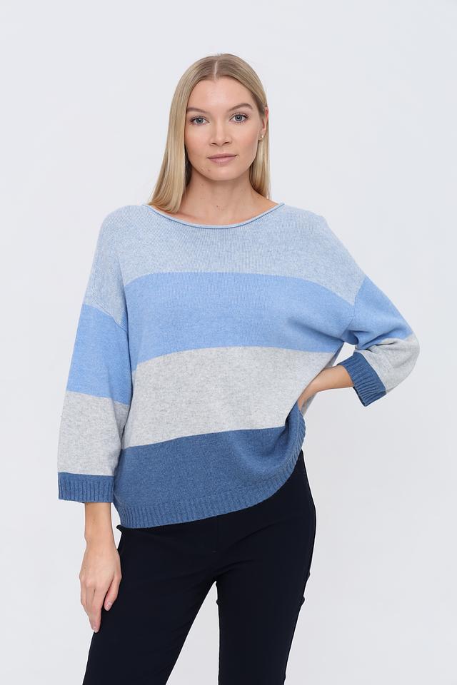 Пуловер Oui в полоску голубой