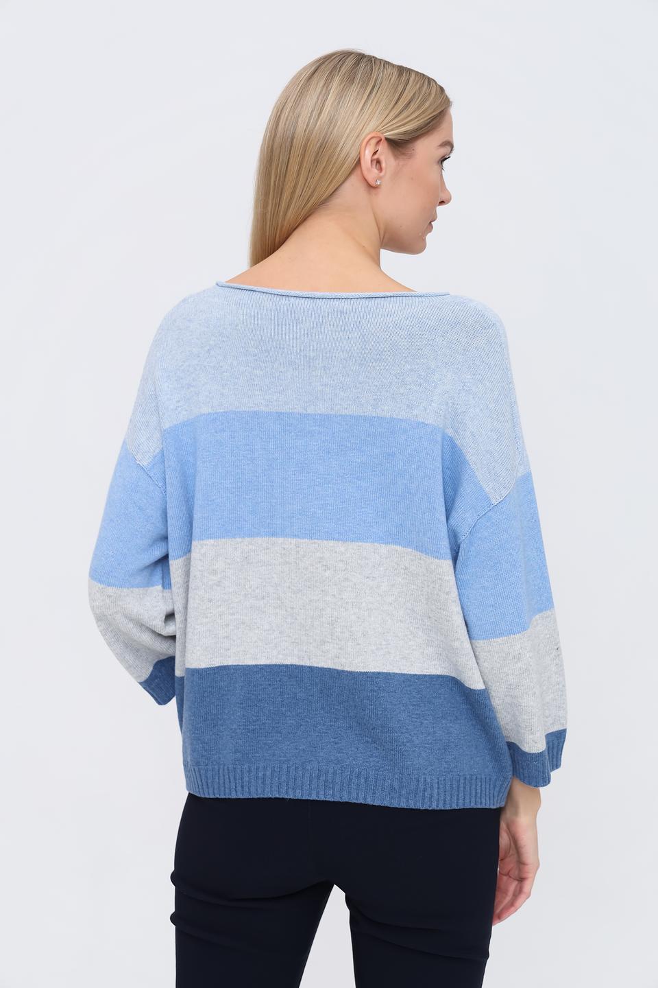 Пуловер Oui в полоску голубой