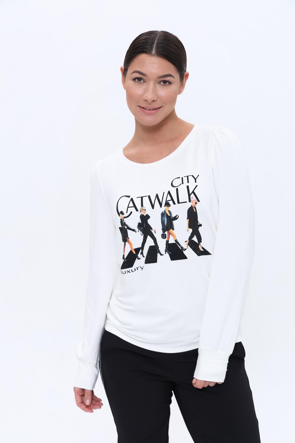 Лонгслив Monari с принтом Catwalk белый