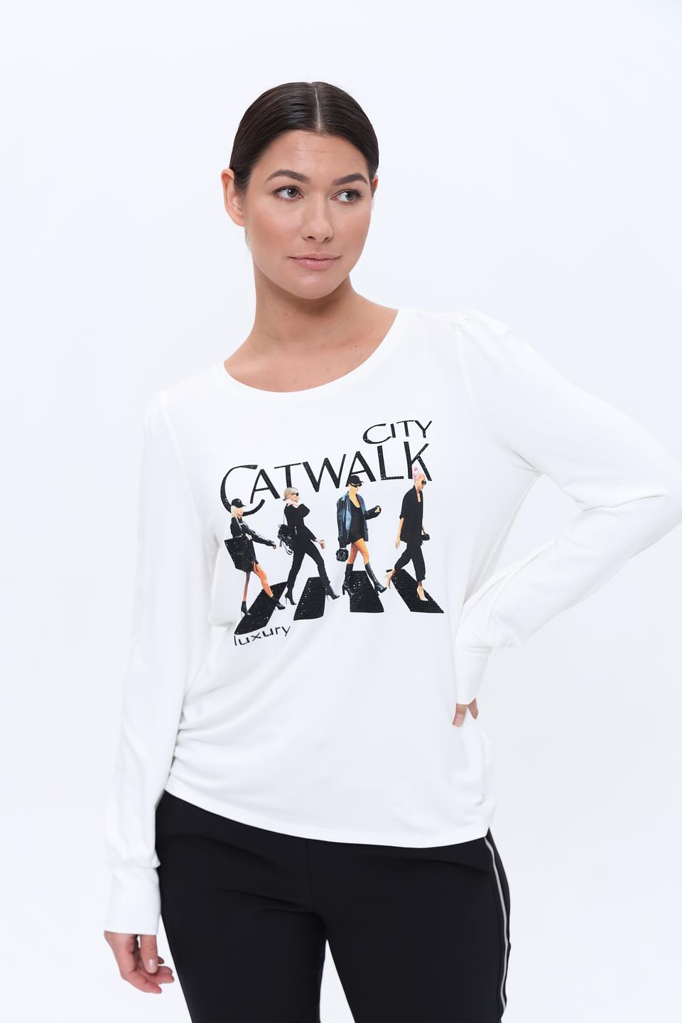 Лонгслив Monari с принтом Catwalk белый